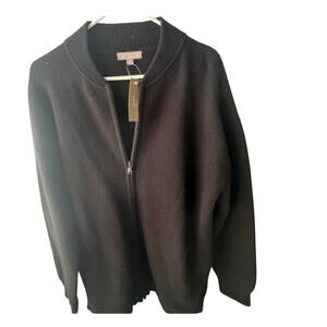 J Crew M Full-zip oversized Sweater-jacket ( CM693) black- NWT Lambswool blend